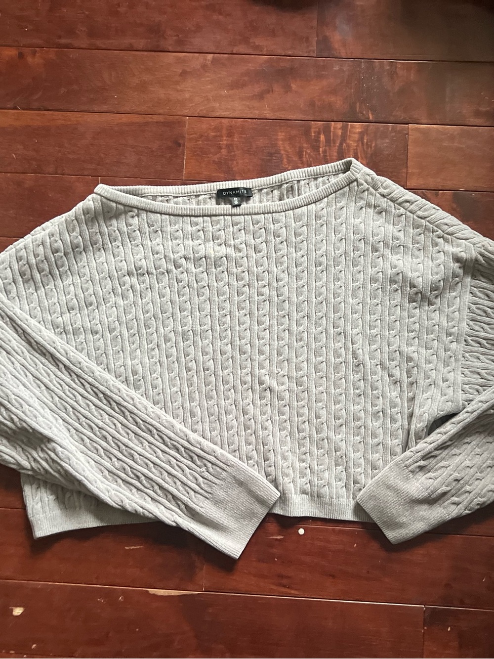 Dynamite Heather Gray Cable-Knit Cardigan